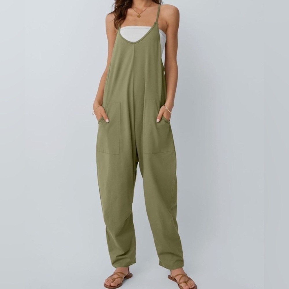Automet Army Green Casual Jumpsuit with Pockets - Size 2XL